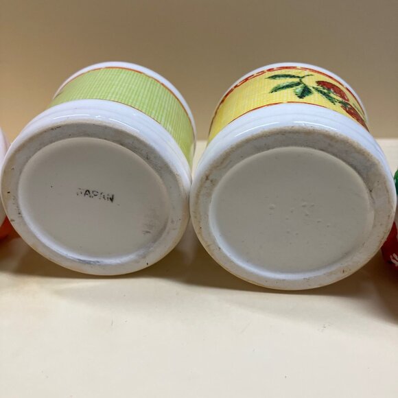 Set 2 Jam Marmalade Ceramic Jars 3"w/Spoon Made in Japan Strawberry Persimmon - Picture 6 of 6